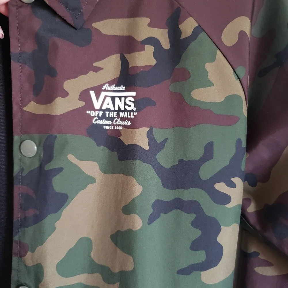 Vans Torrey Camouflage Windbreaker Jacket Youth Boys Lrg Green/Brown Snap Button